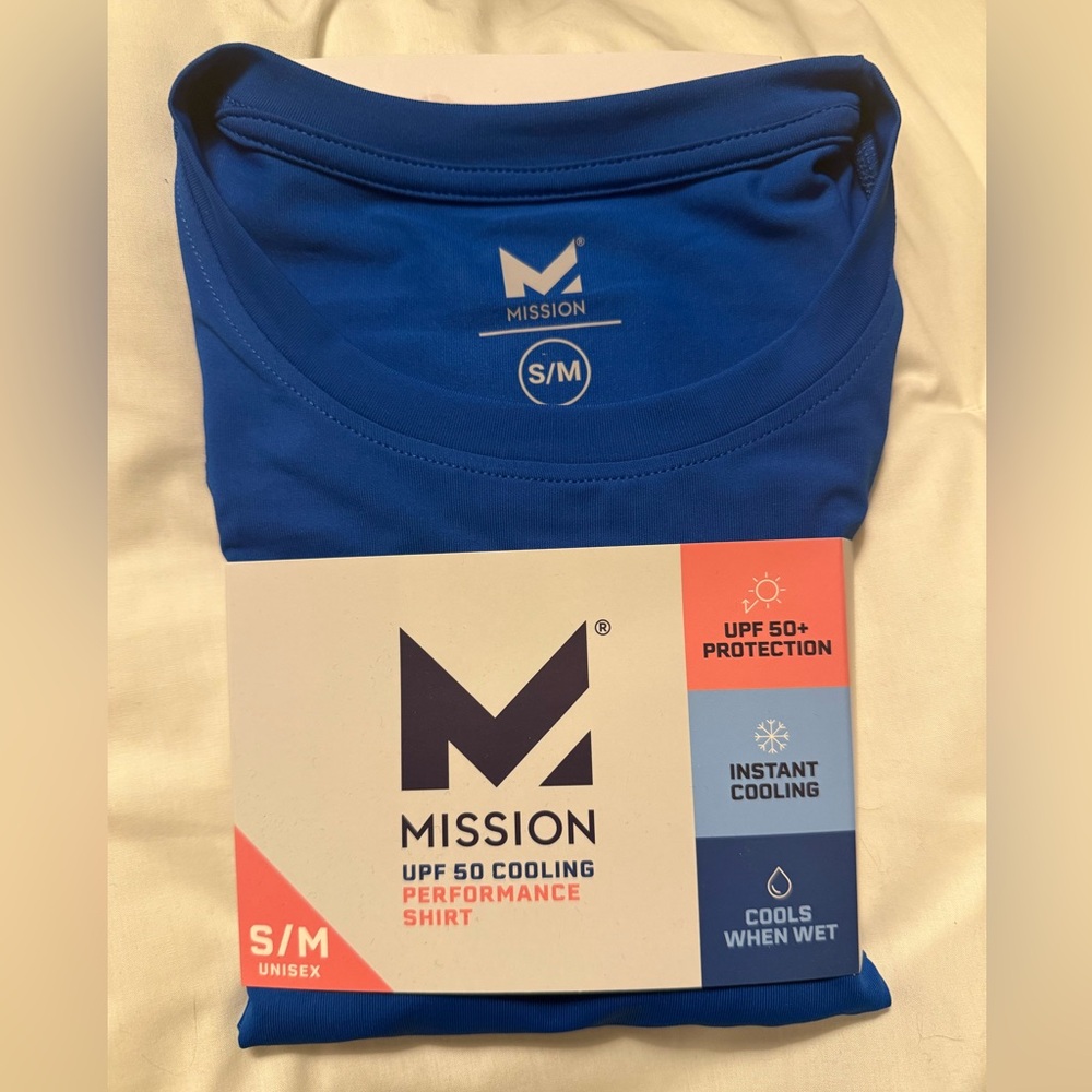 Mission UPF 50 Cooling Performance Shirt Long Sleeve Sz S / M Unisex Lapis Blue